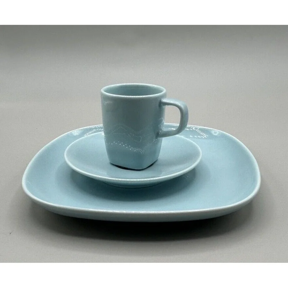 Ikea 365 Susan Pryke Turquoise Color espresso‎ cups ONE CUP/SAUCER & SALAD PLATE